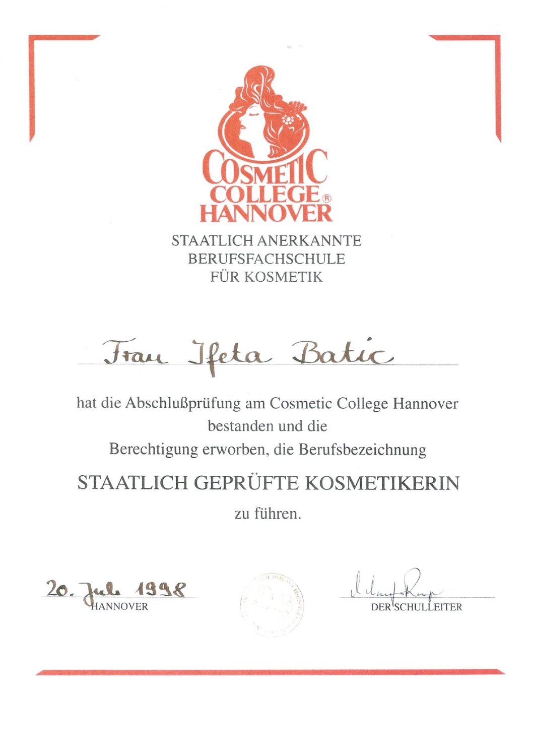 Podologische Praxis Batic - Zertifikat